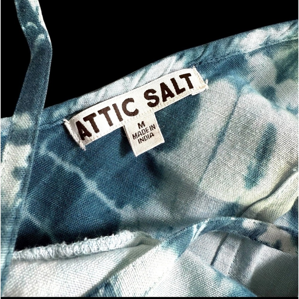 Attic Salt Blue Tie Dye Sleeveless Mini Dress, Casual Summer Sundress Size M - Picture 6 of 10